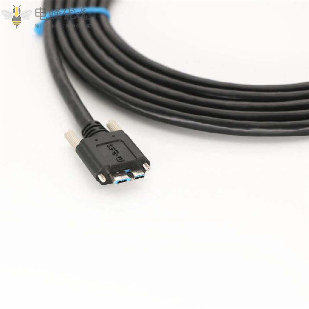 USB_3.0公头转Micro_B公头双边带螺丝锁固定线材3m