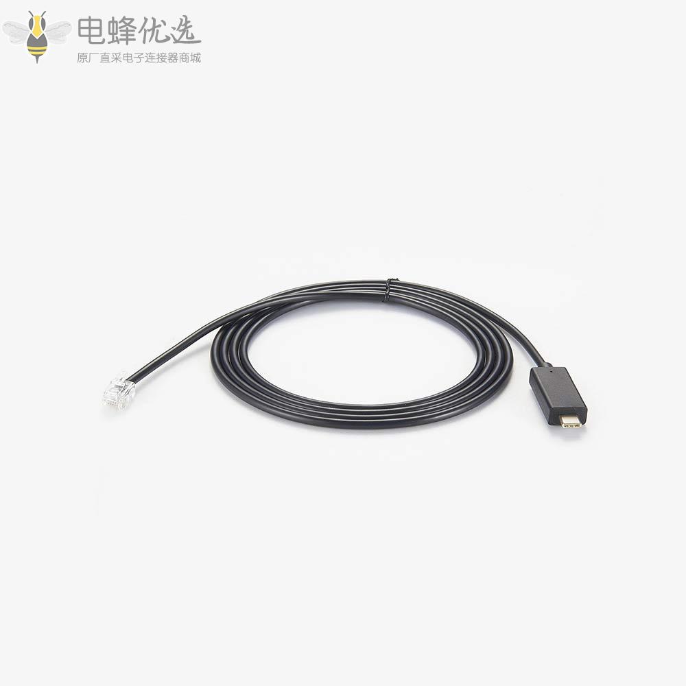 USB_3.1_type_C转RJ12水晶公头接2m线材