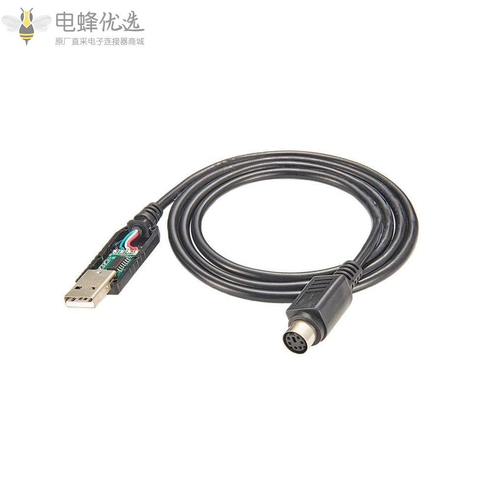 USB_RS232转Mini_DIN6芯母接1m线材