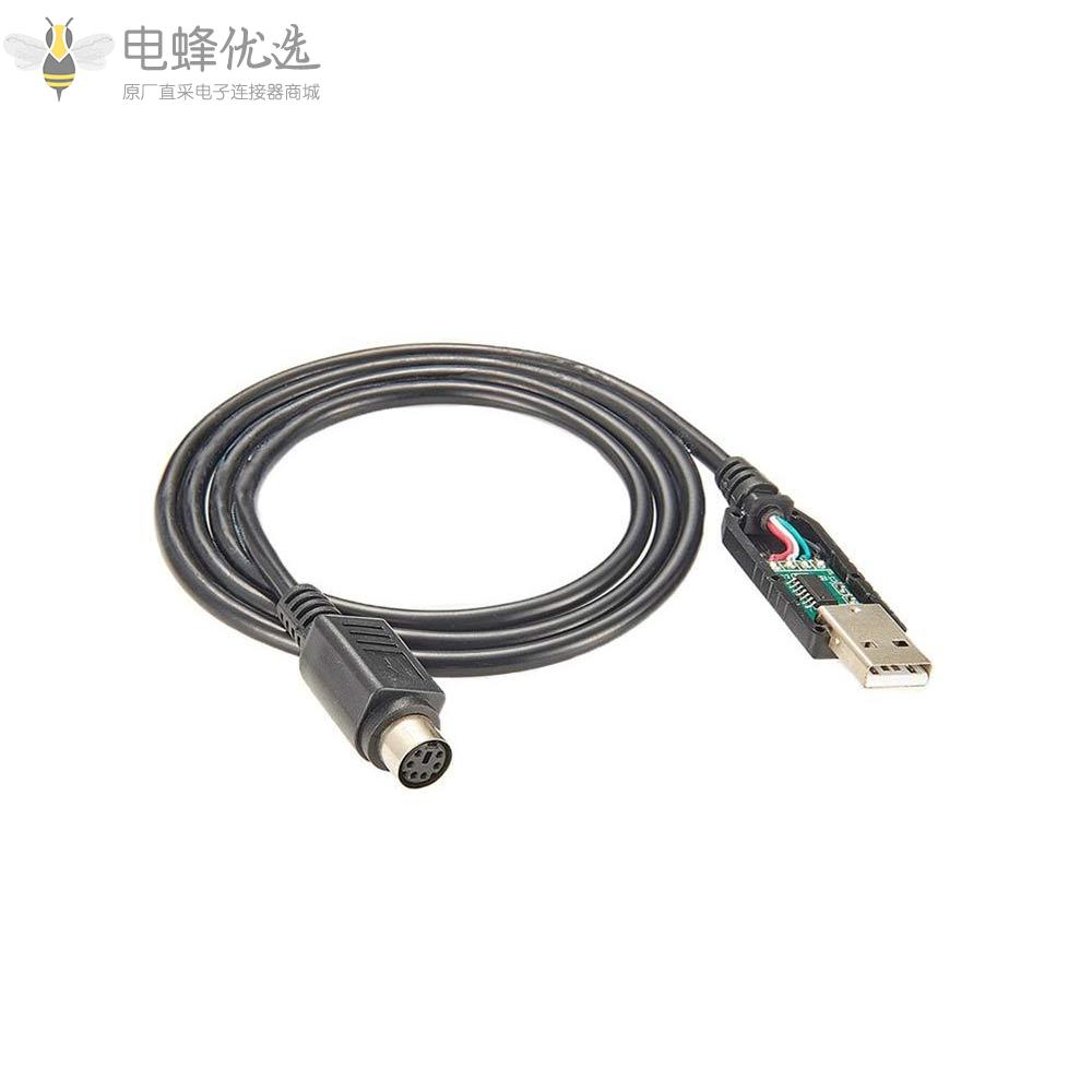 USB_RS232转Mini_DIN6芯母接1m线材