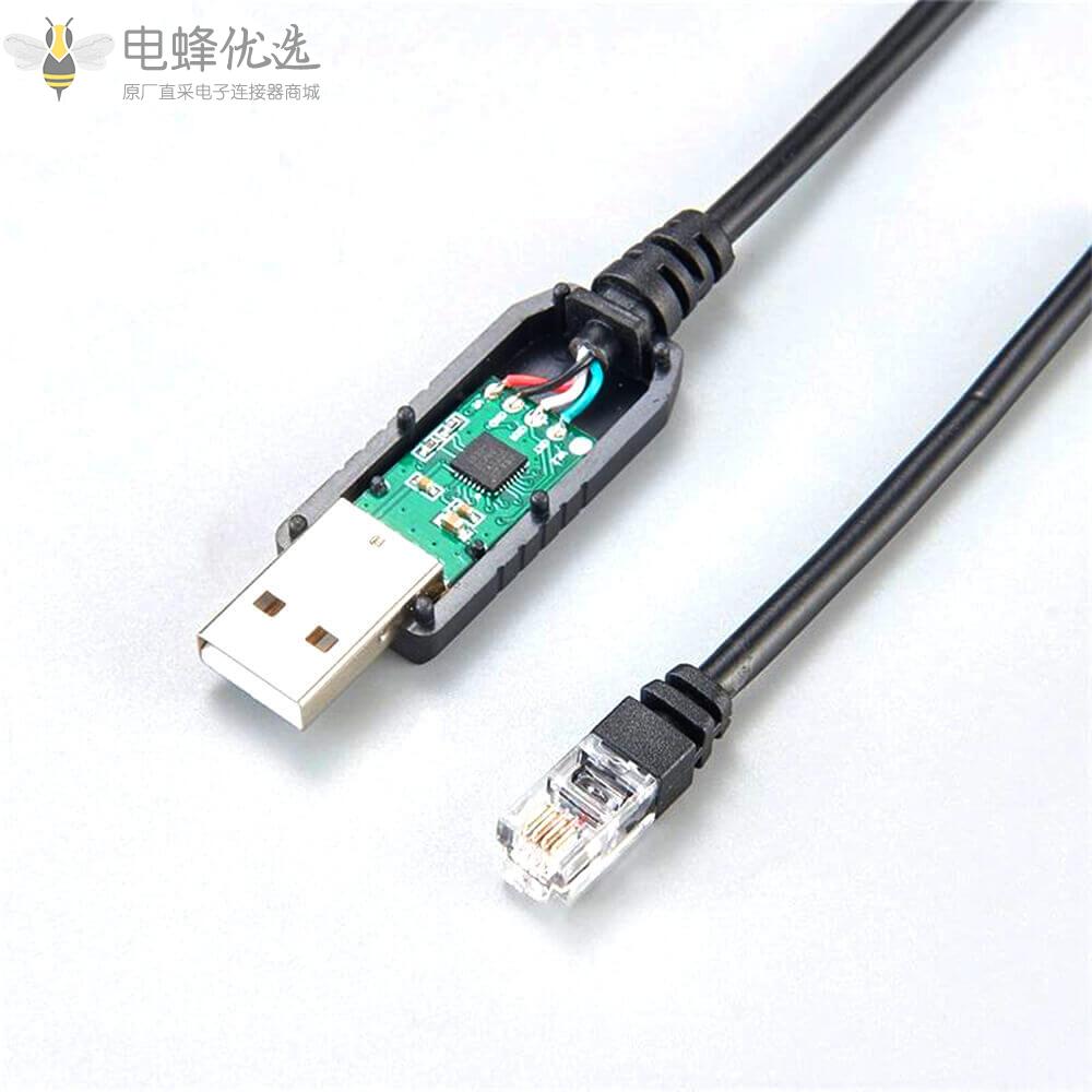 USB2.0公头转RJ12公头带Ftdi芯片接1米线缆