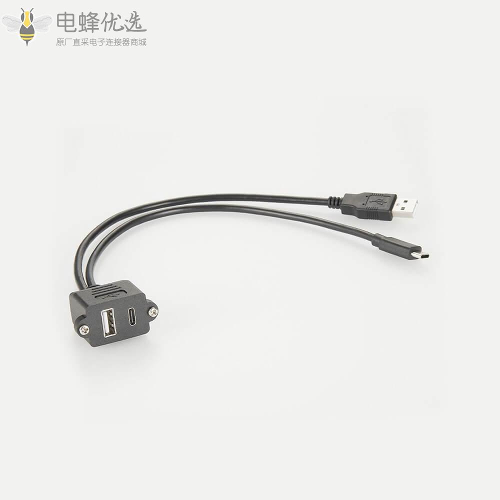 USB2.0Type_A母头转Type_A公头Type_C母头转Type_C公头接0.1米线长