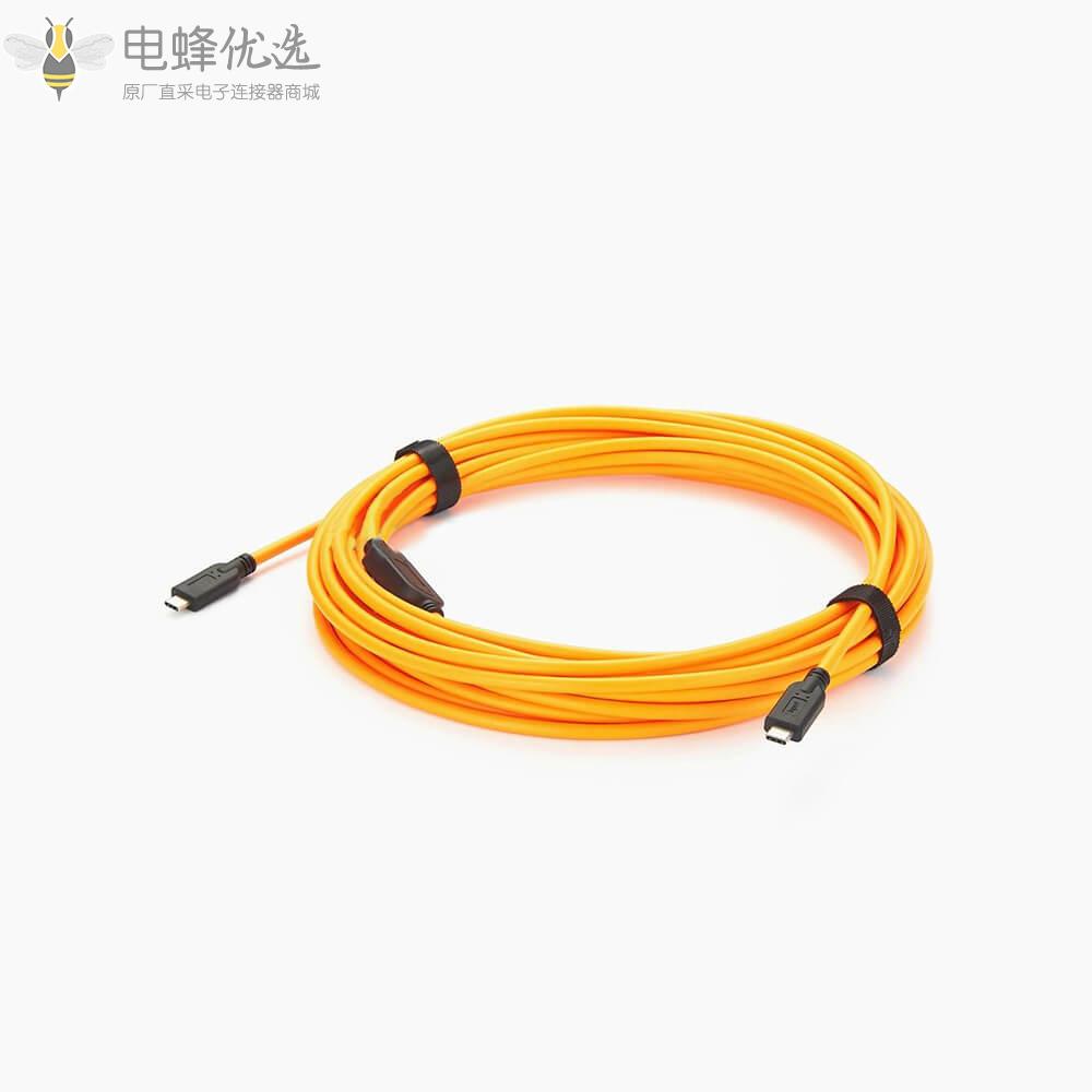 USB_Type-C公头转USB3.0Type_C公头弯式相机以太网接5m线材