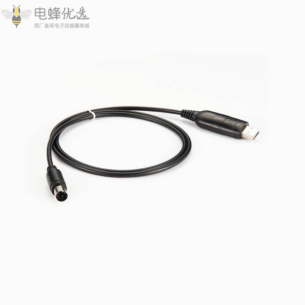 USB公头直式转Mini_DIN6芯公头直式接线RS232线束1米