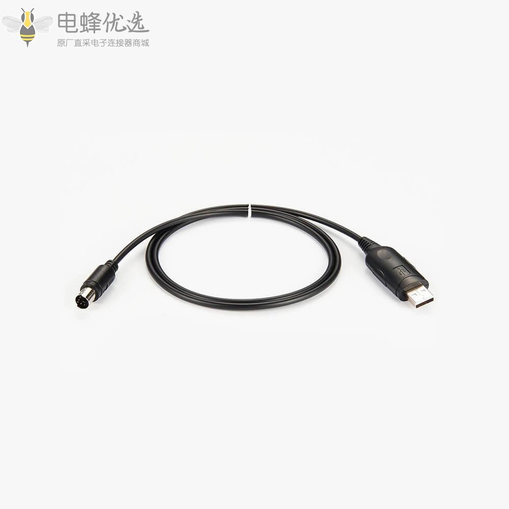 USB公头直式转Mini_DIN6芯公头直式接线RS232线束1米