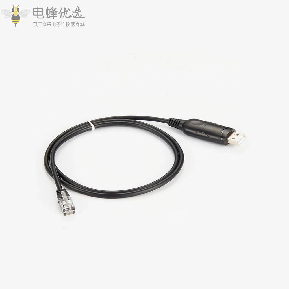 直式USB连接器转直式RJ12接线RS232线材1米