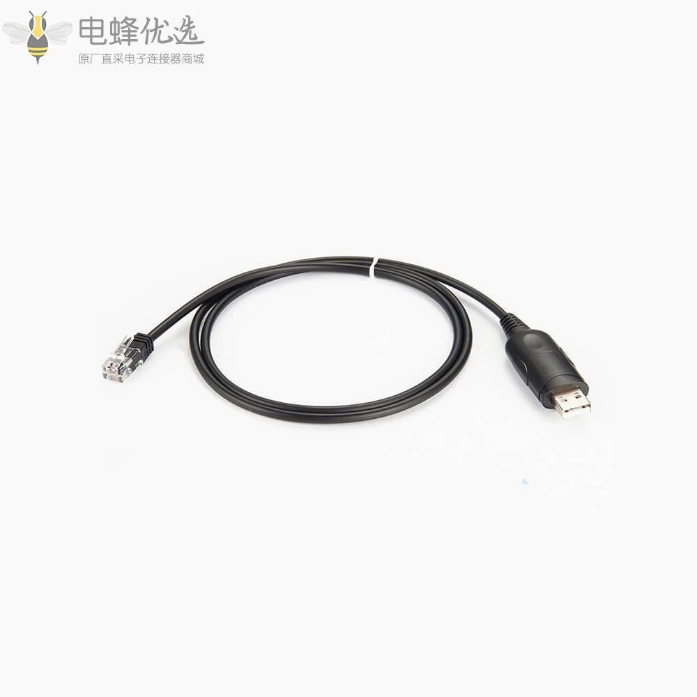 直式USB连接器转直式RJ12接线RS232线材1米