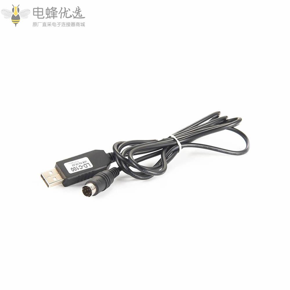 USB转Mini_DIN连接器8芯公头直式接线RS232_1.8米线束
