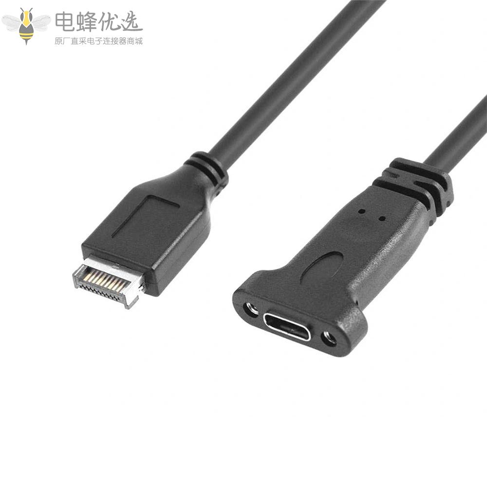 USB_3.1_E型公转USB_3.1_C型前面板PCI主板接30CM延长线