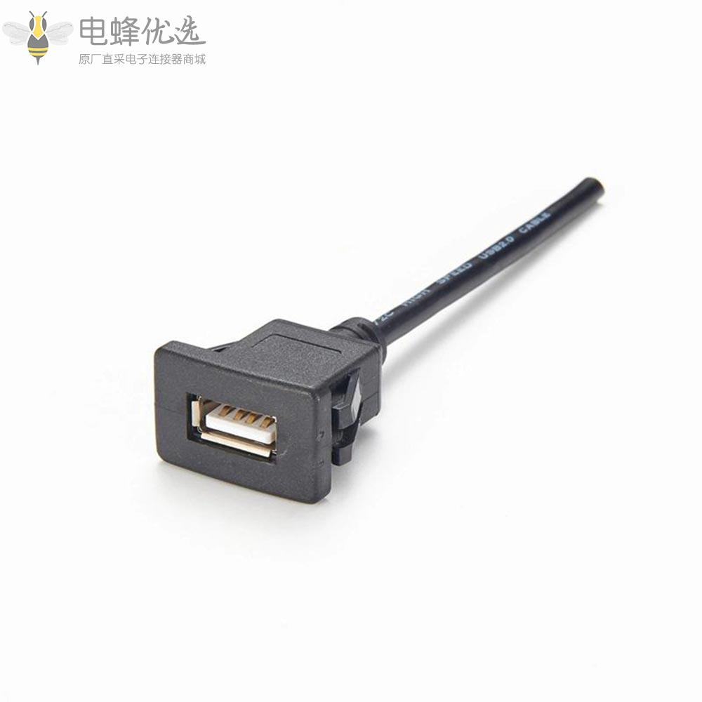 USB_A型3.0公转母齐平仪表板安装卡扣接30厘米连接线延长线