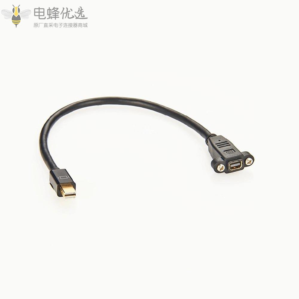 迷你Displayport公转母插座面板安装带螺丝30cm延长线转接线