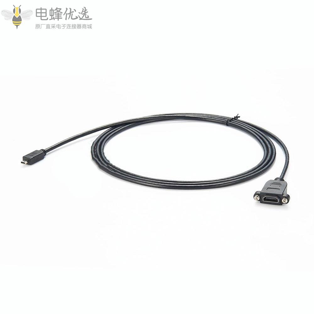 面板安装母头HDMI转微型公头HDMI数码相机延长线接1m连接线