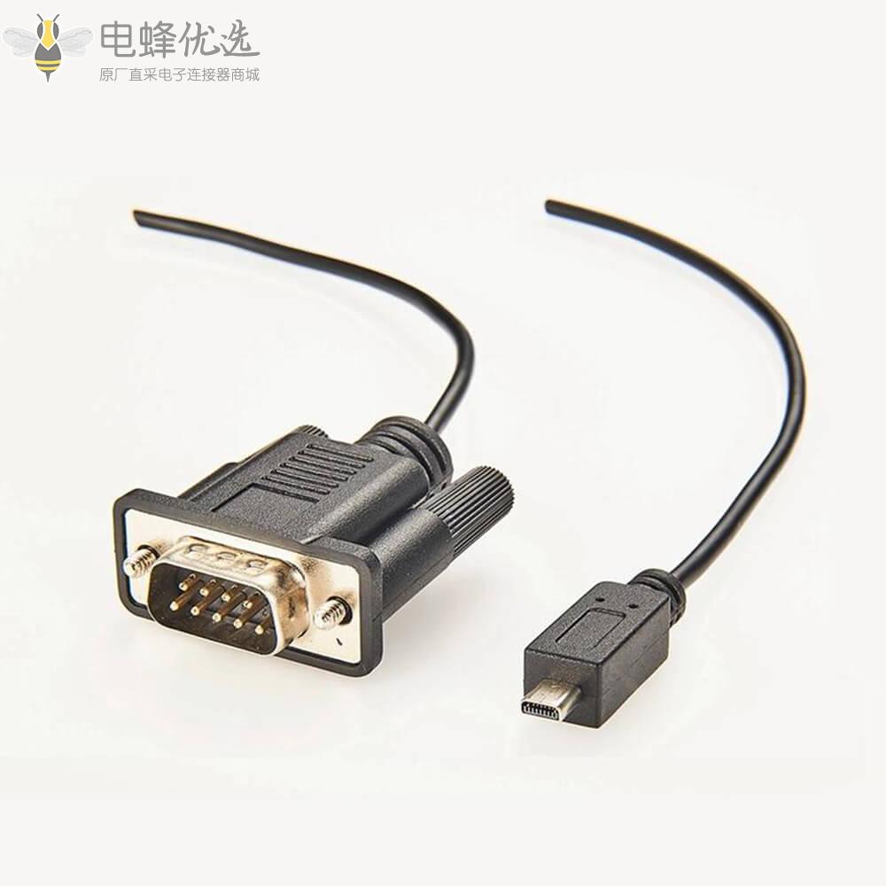 Mini_usb_type_B_8芯转DB9公头RS232接1m线材