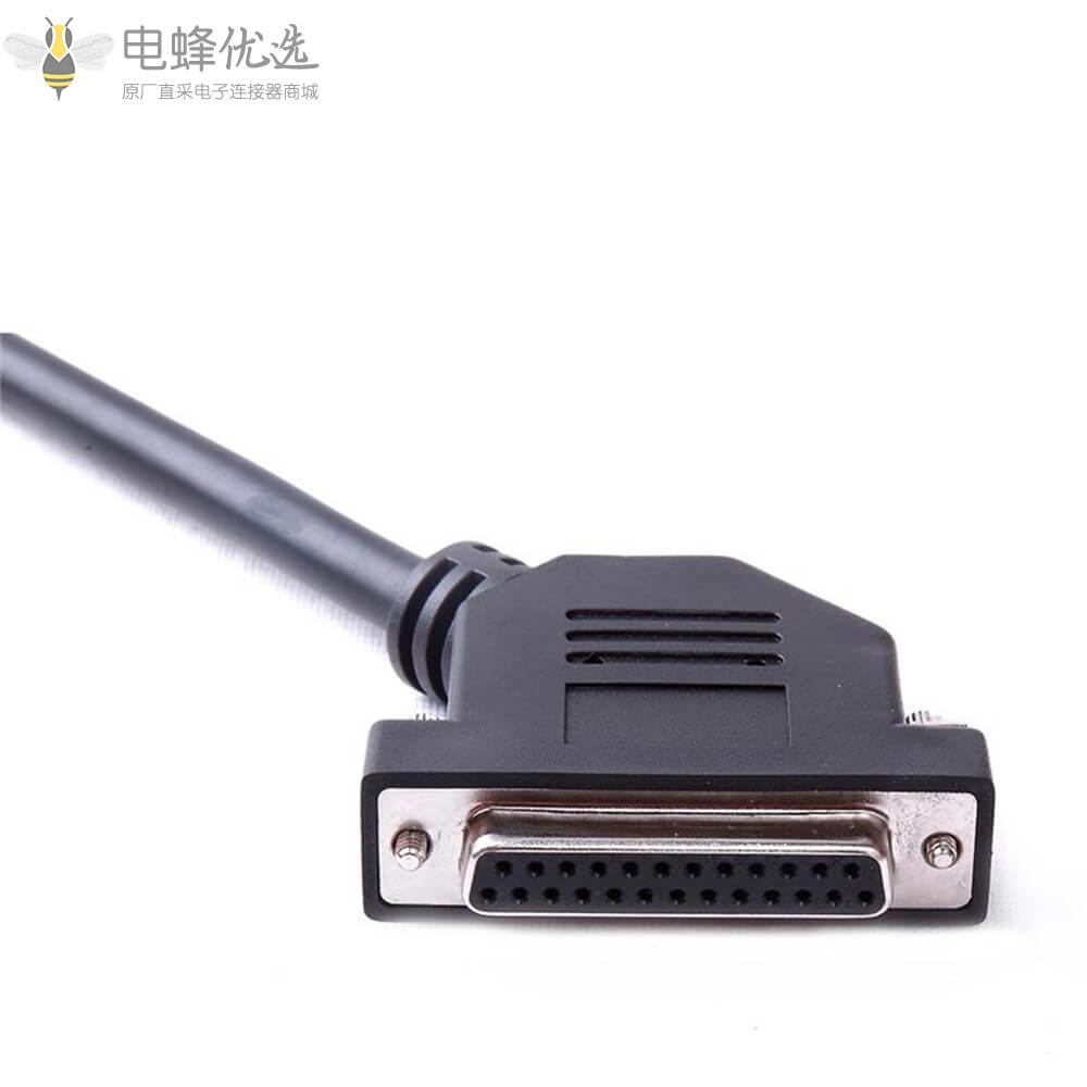 DB25弯头45°公头转DB25弯45°母头接1m线材连接线