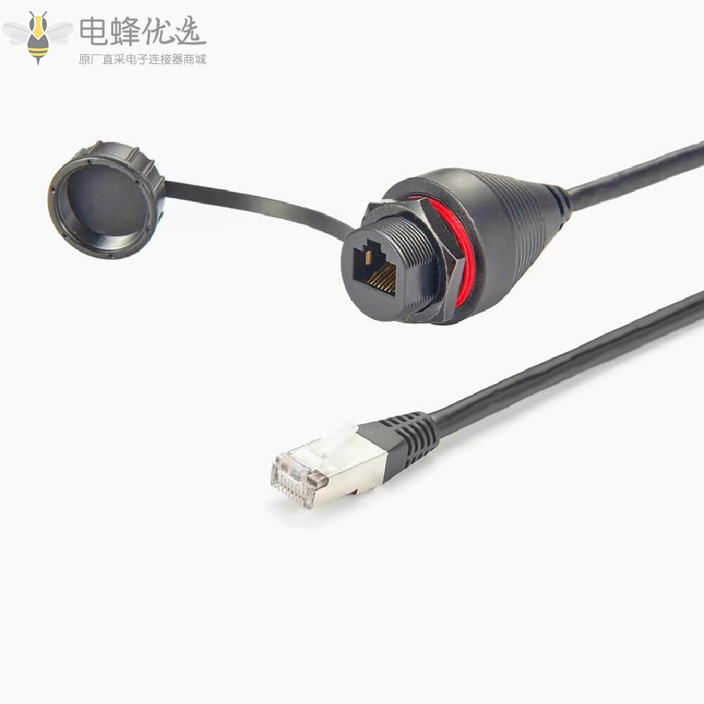 防水板端RJ45公头转母头以太局域网连接器IP67