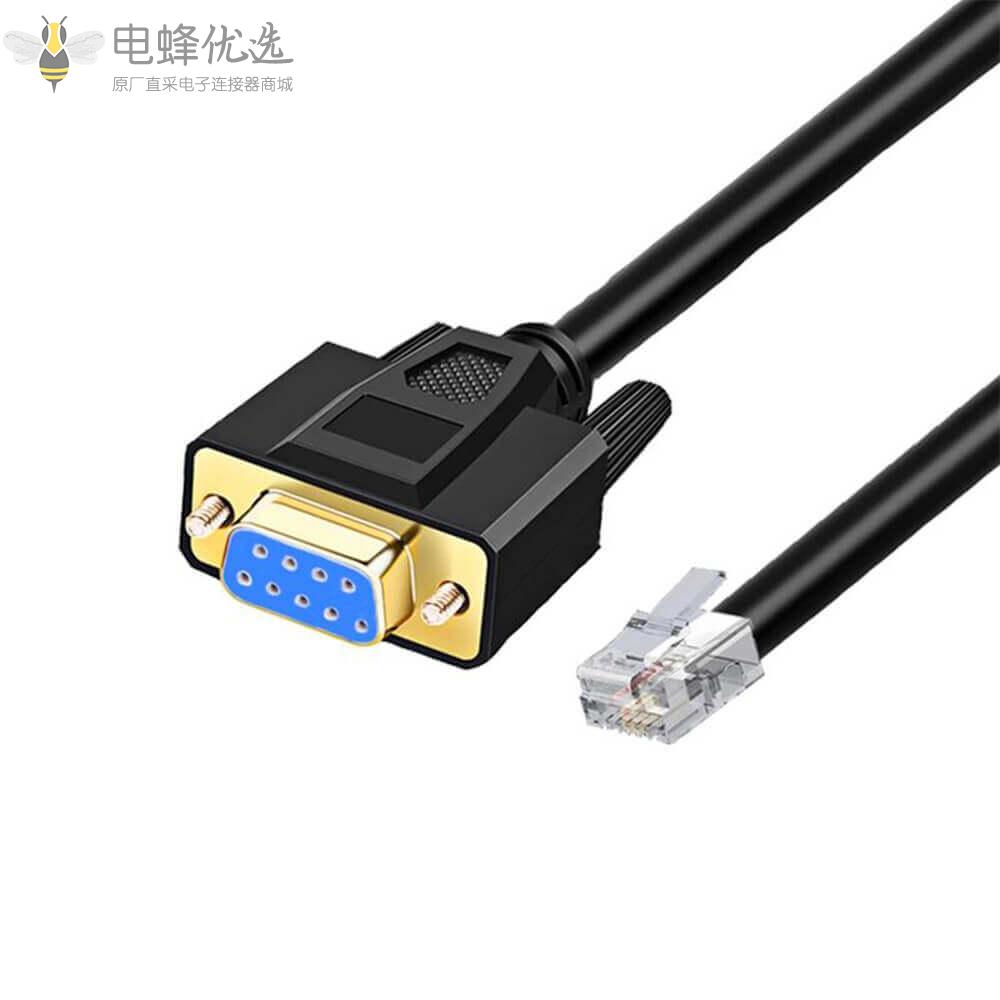 RJ45转RS232_DB9_9Pin串口公头转RJ45母头Cat5以太网LAN线