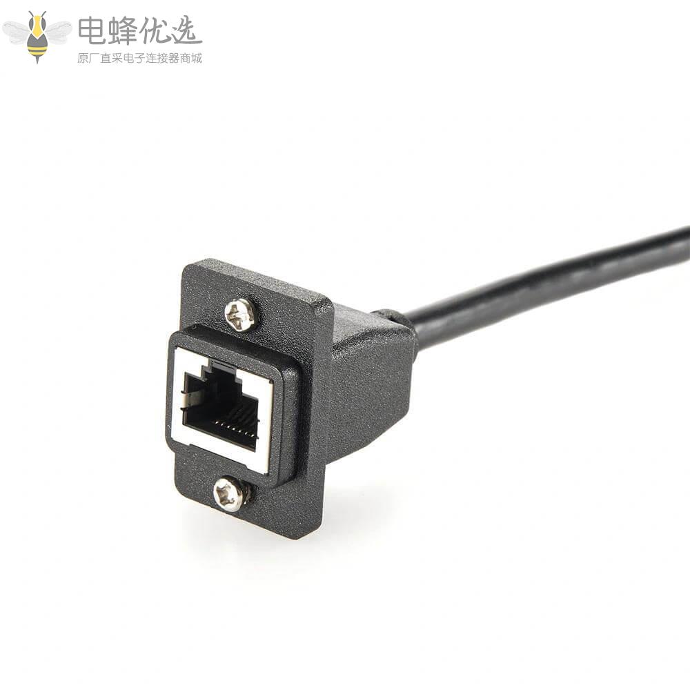 ECF型RJ45公头转RJ45母头法兰面板安装带螺丝以太网延长线长度10cm