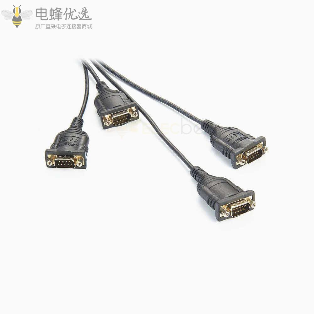 USB_C公头转4端口DB9公头串行RS232适配器FTDI芯片组线材1米