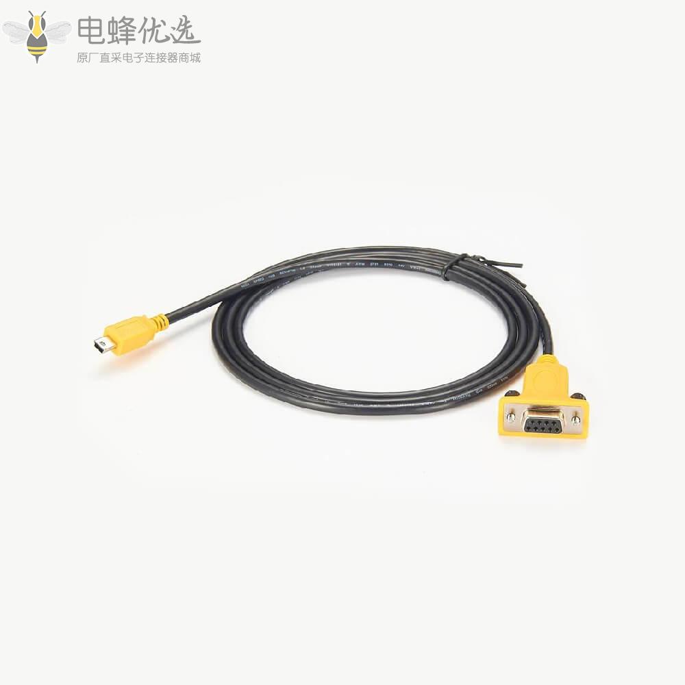 Mini_USB转RS232串行适配器RS232_DB9母头转换电缆1米线束