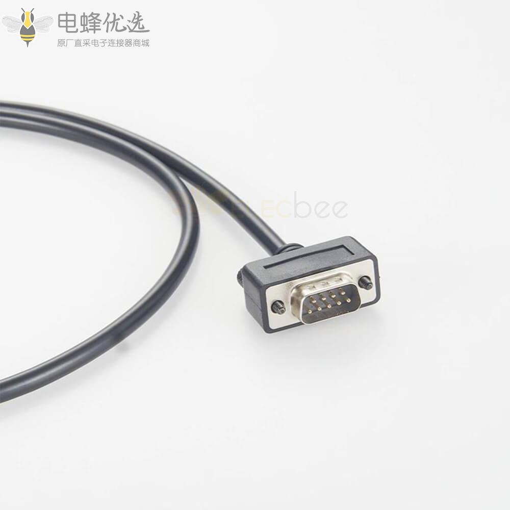 9引脚公头DB9转USB_2.0_A直角连接器接1M连接线