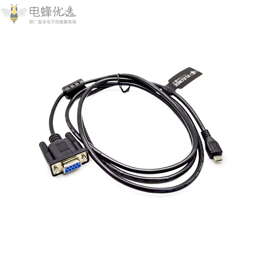 Micro_USB公头转D_sub_9芯直式母头接串口线1.5米连接线