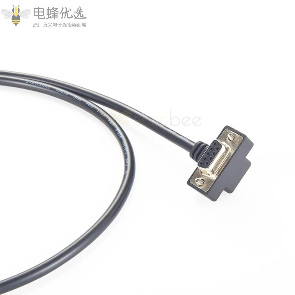直式公头USB转DB9芯RS232母头弯式接线1米连接线