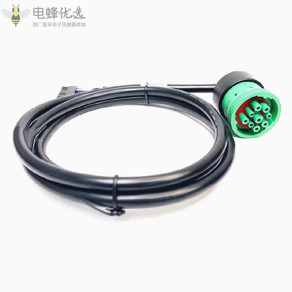 J1708_6芯公头转OBD_II公莫仕线材重型卡车用汽车接插件