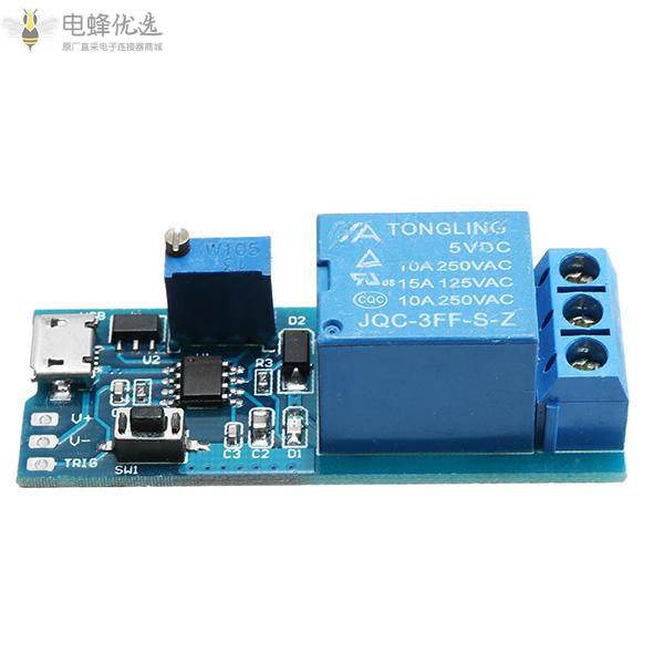 5_30V_10A宽电压触发延时继电器模块定时器模块两种触发方式抗干扰能力强连续流量保护功能
