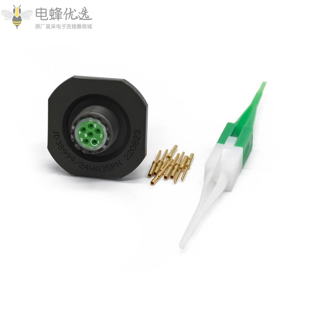 D38999连接器6芯螺母安装N键位24号壳体带针公座