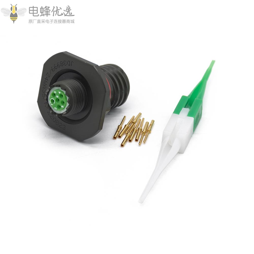 D38999连接器6芯螺母安装N键位24号壳体带针公座