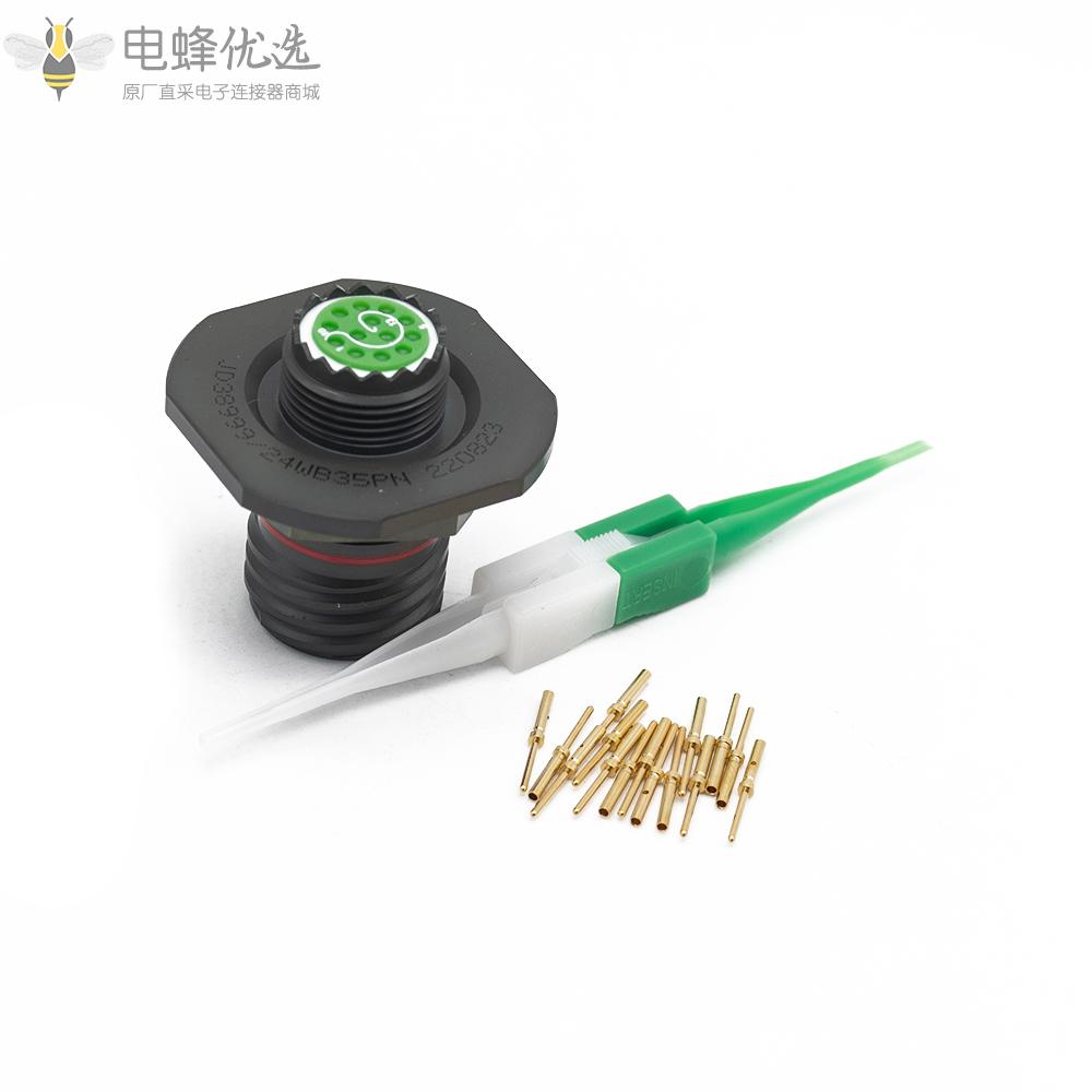 D38999连接器24号壳体N键位13芯螺母安装带针公插头
