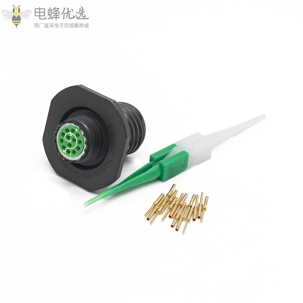 D38999连接器24号壳体N键位13芯螺母安装带针公插头