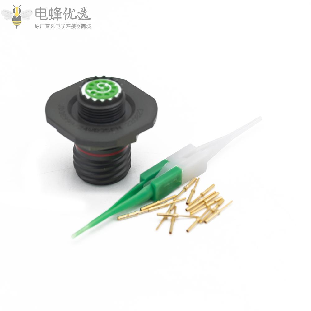 D38999连接器24号壳体N键位13芯螺母安装带针公插头