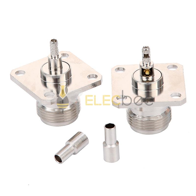 射频同轴连接器N-KF-1.5双窗N母头四孔安装法兰方板接RG316 RG174