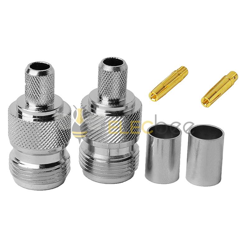 N-C-K-5 N母头母针 全铜镀镍5D-FB RG6 LMR300电缆组件射频连接器