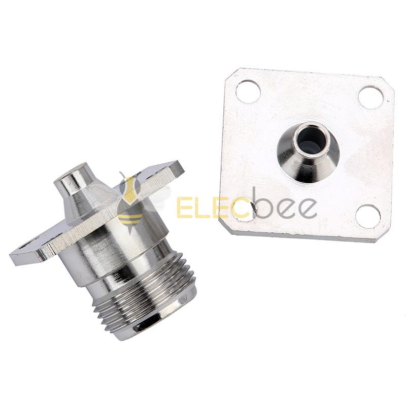 N-KFB3全铜射频同轴连接器 4孔法兰25*25mm N型母头外螺内孔RG402