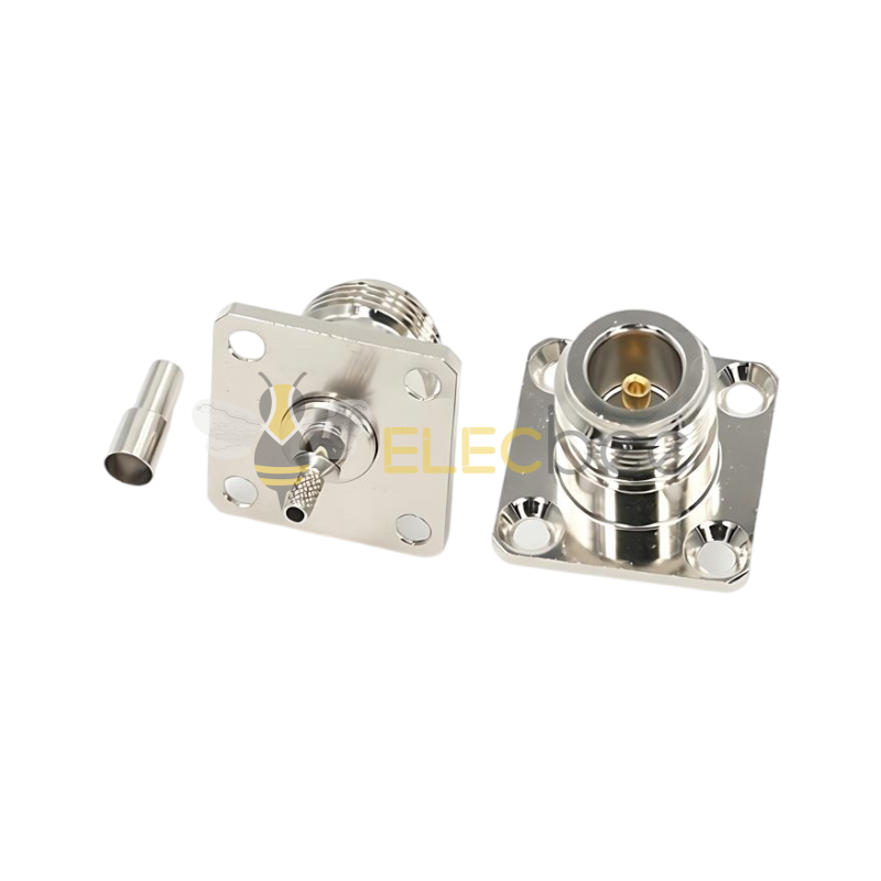 N-KF-1.5 N型射频全铜同轴  4 孔法兰 开口 N型外螺内孔