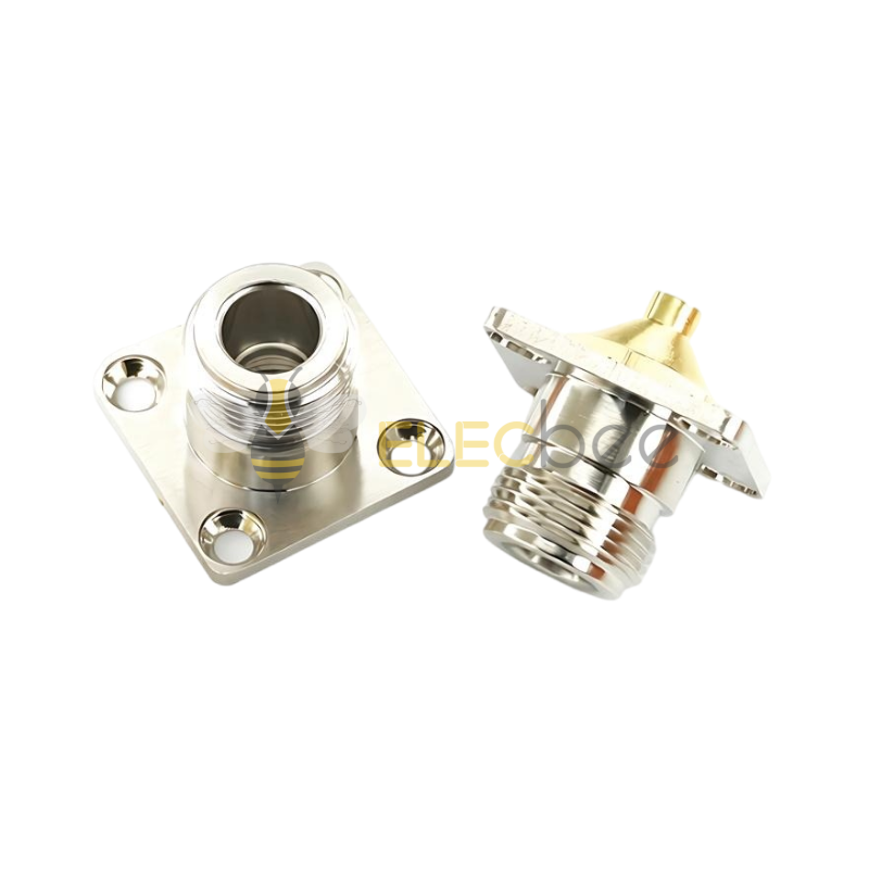 N-KFB3全铜连接器  4孔法兰 25*25MM N型外螺内孔RG402 RG141