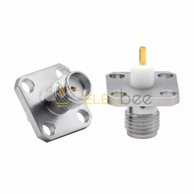 SMA不锈钢4孔法兰固定SMA-KFD5CG射频连接器0-18G