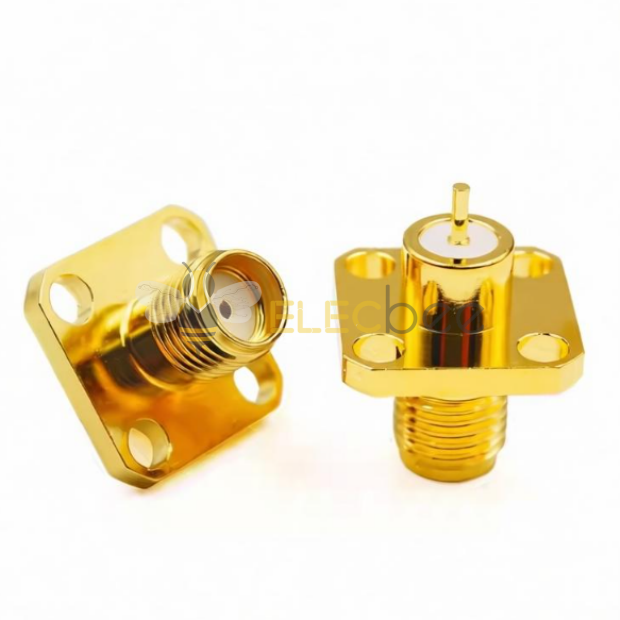 SMA-KFD43A射频连接器4孔法兰SMA-KFD4面板固定