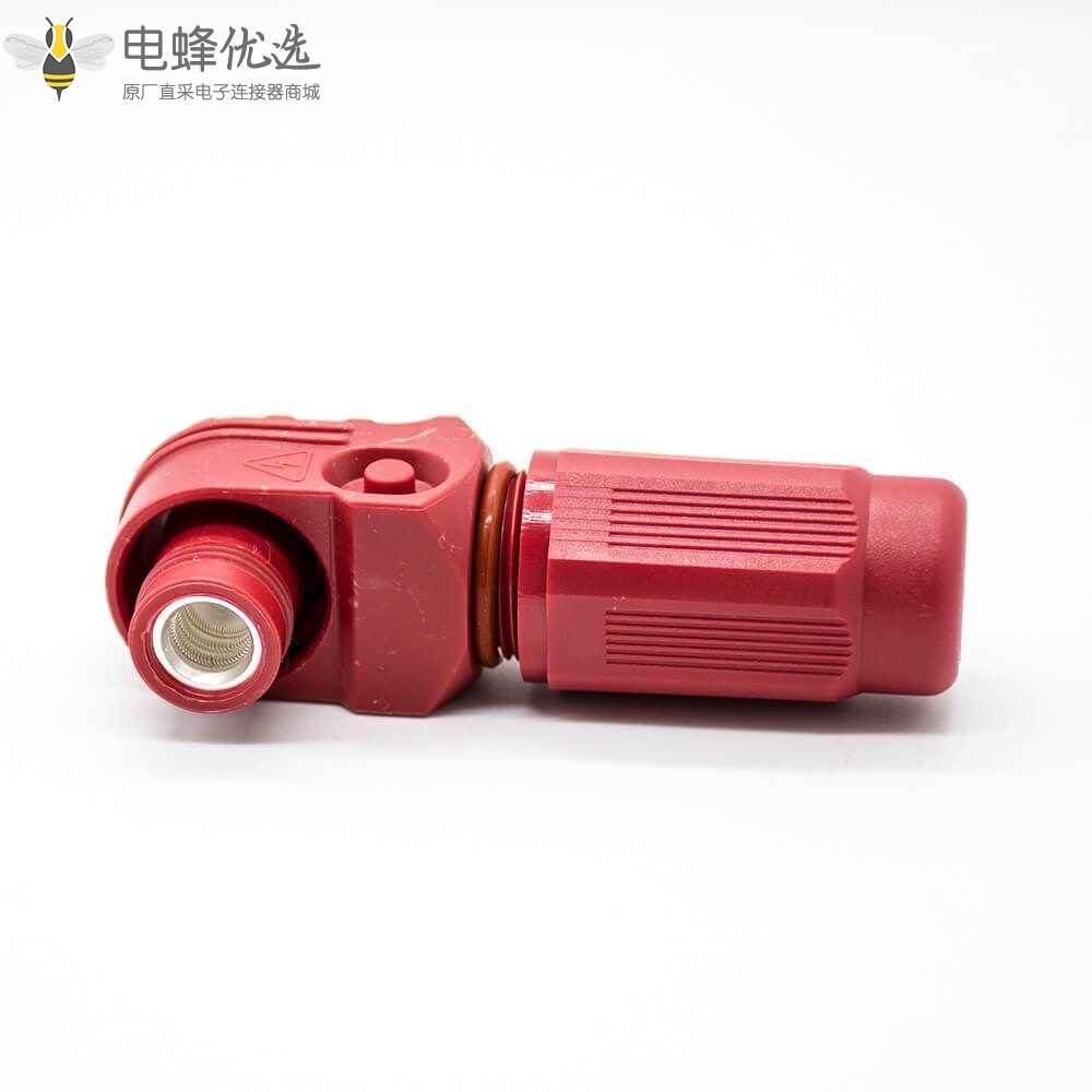 单芯大电流连接器IP67弯式插头12mm单芯红色塑料350A接线