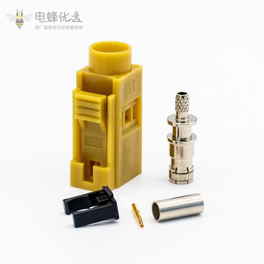 Fakra压接K型母头咖喱色接线RG316 RG174天狼星XM收音机用连接器