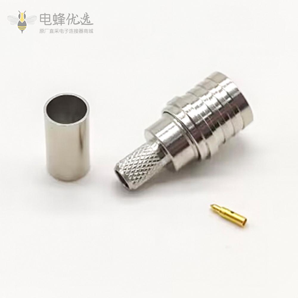 QMA焊接端接50Ω电缆安装连接器插头压接接线RG58 C/U