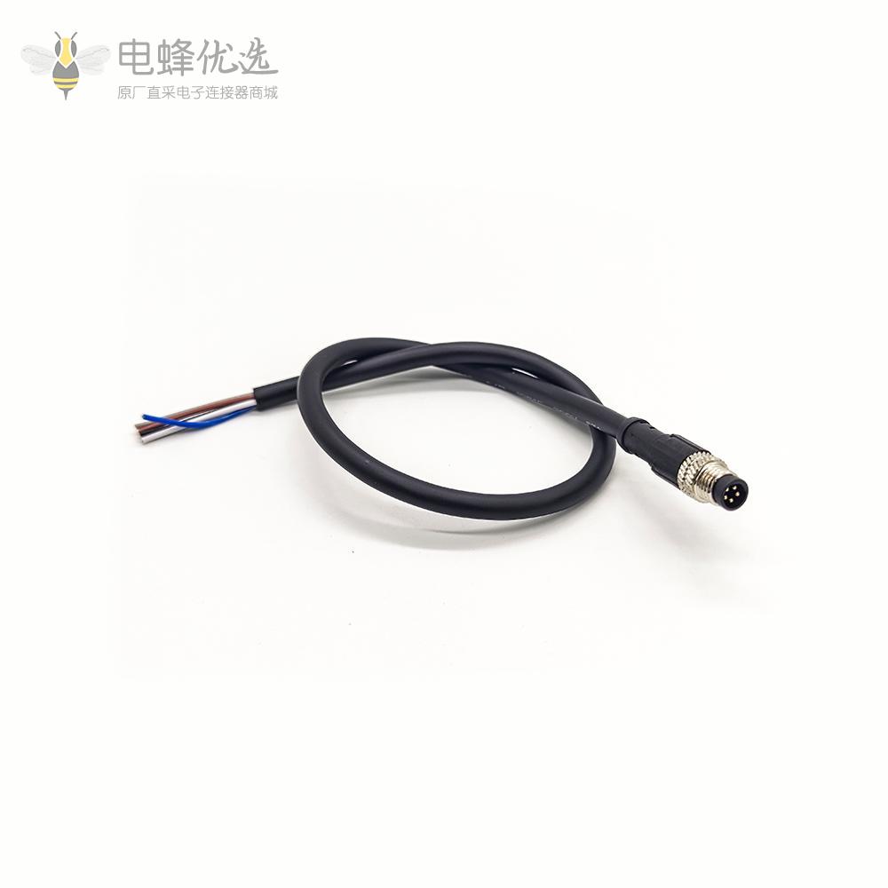 m8传感器连接线5芯公头直式单边线焊接接线35CM
