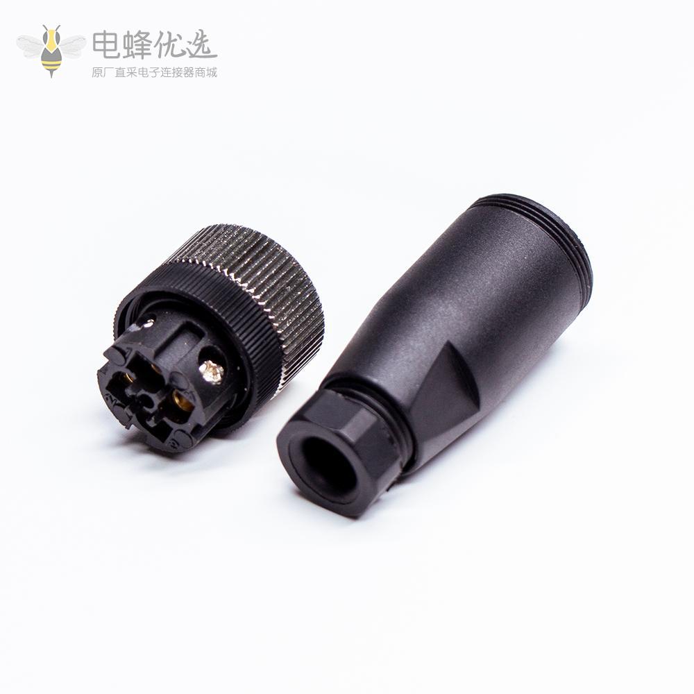 M12连接器5芯母头锁螺钉型塑料壳体航空插头