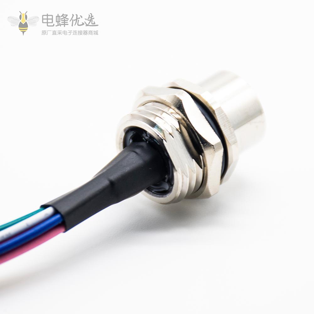 M12连接器 8pin 母头后锁带线型板端插座带线50CM