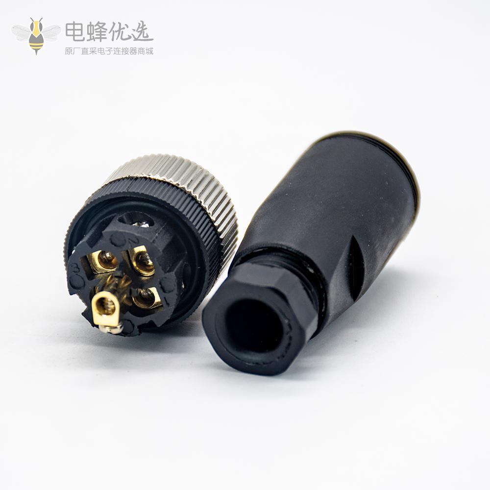 M12 5芯母头直式装配式插头塑料外壳2PCS