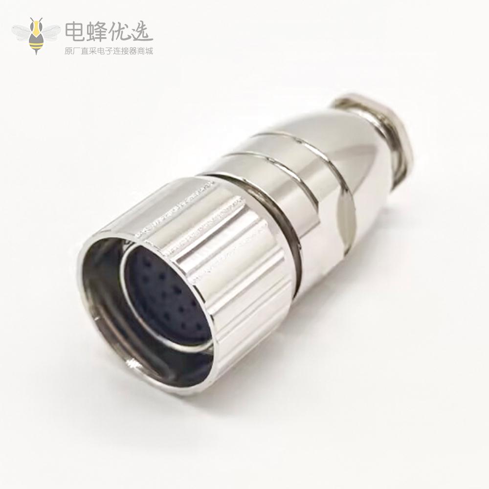 623系列M23连接器19芯电源连接器19芯母头焊线式插头623-19A