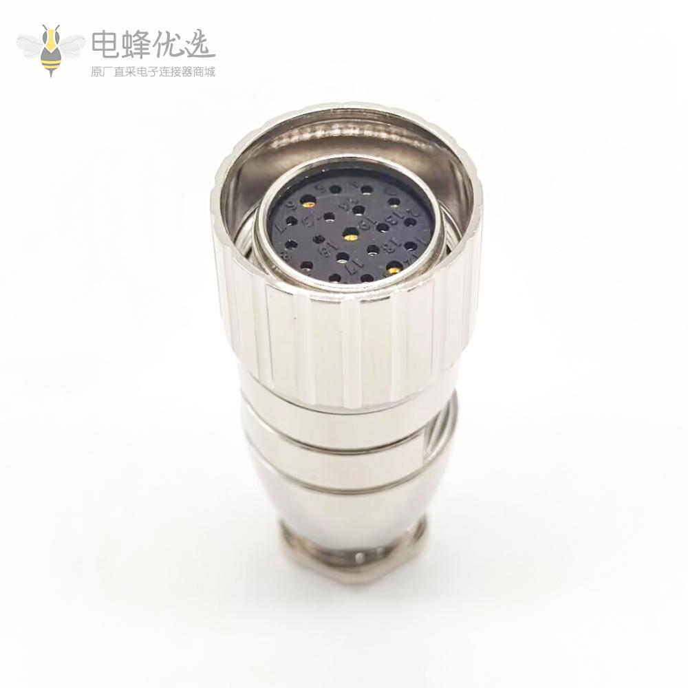 623系列M23连接器19芯电源连接器19芯母头焊线式插头623-19A