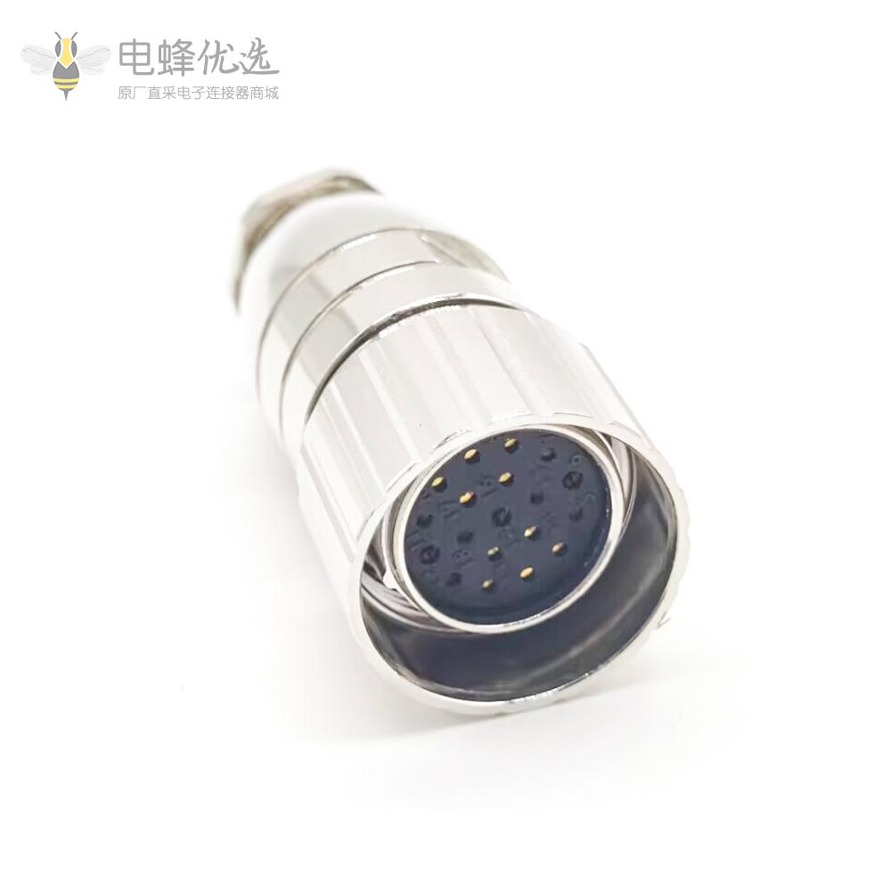 623系列M23连接器19芯电源连接器19芯母头焊线式插头623-19A